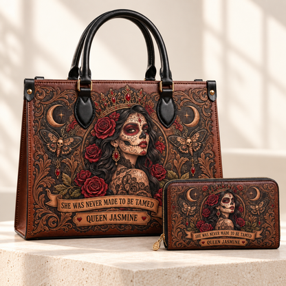 Personalized Queen of the Night Leather Handbag  + Free Matching Wallet