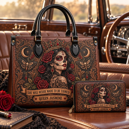 Personalized Queen of the Night Leather Handbag  + Free Matching Wallet
