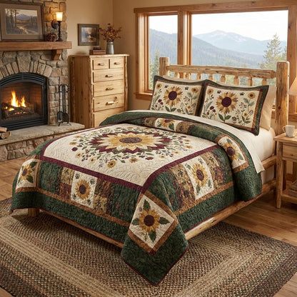 Be A Sunflower Quilted Bedding Set