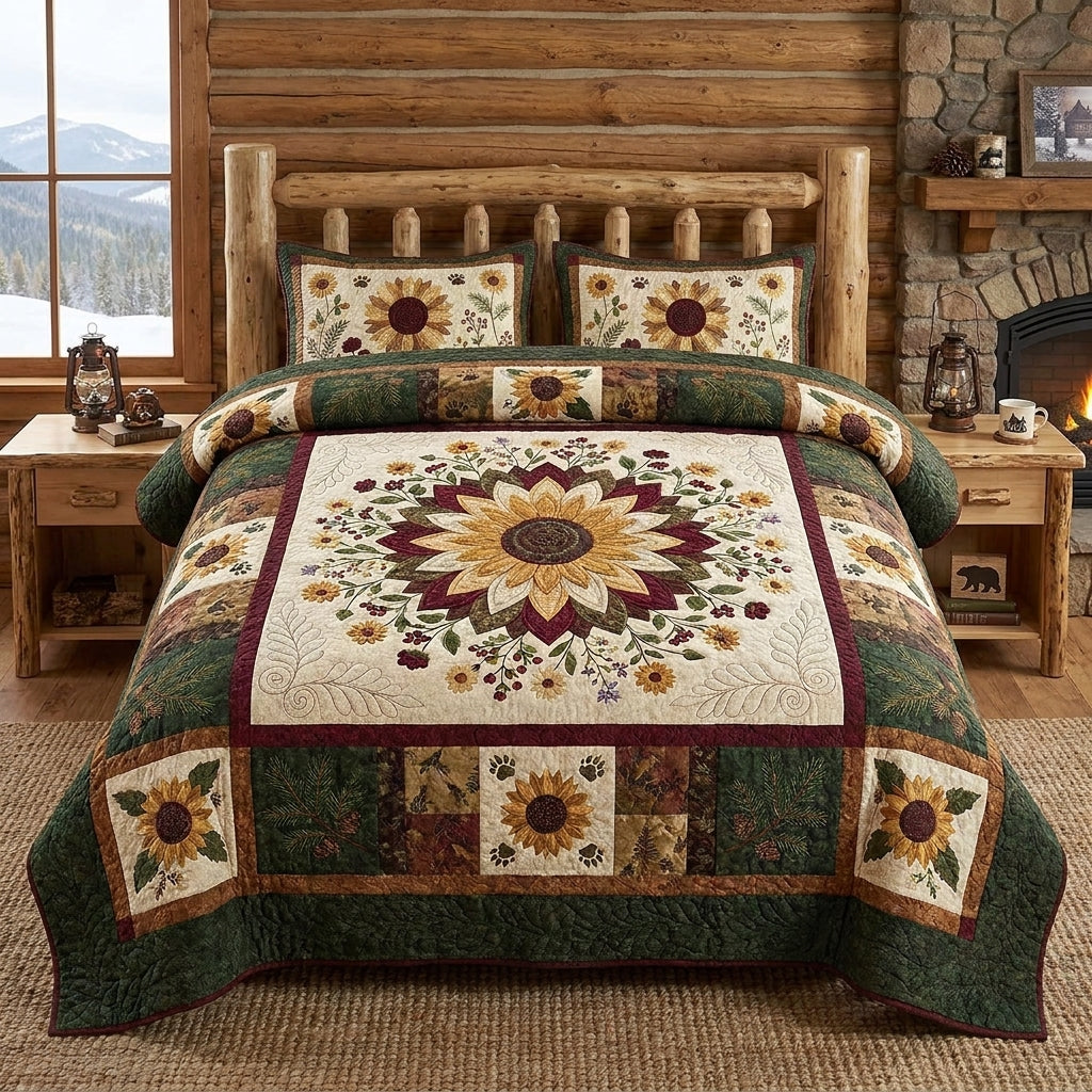 Be A Sunflower Quilted Bedding Set