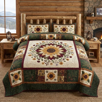 Be A Sunflower Quilted Bedding Set