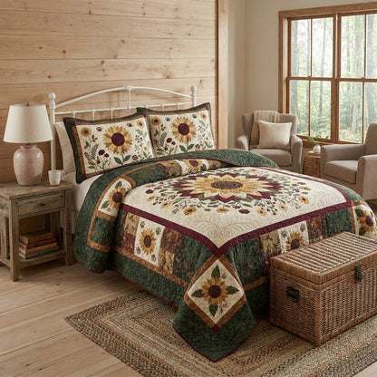 Be A Sunflower Quilted Bedding Set