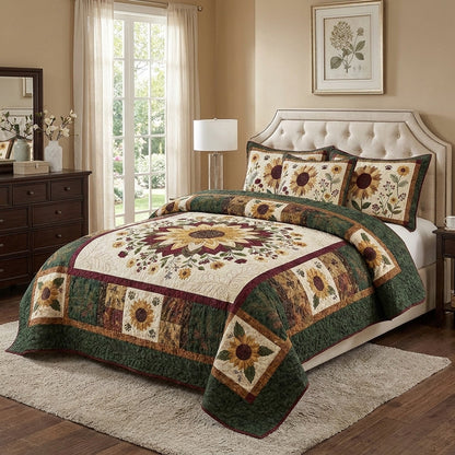 Be A Sunflower Quilted Bedding Set