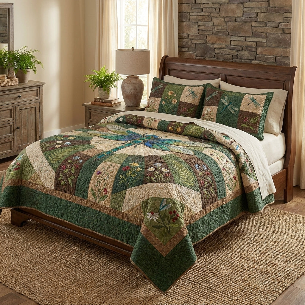 Dragonfly Quilted Bedding Set