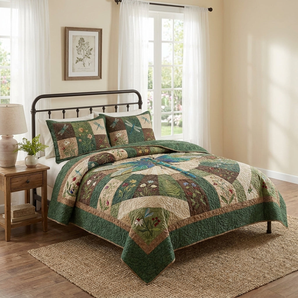 Dragonfly Quilted Bedding Set
