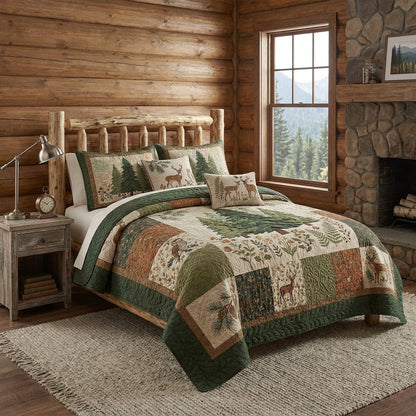 Pine Forest Quilted Bedding Set