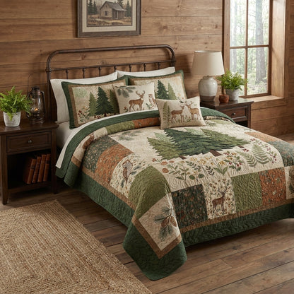 Pine Forest Quilted Bedding Set