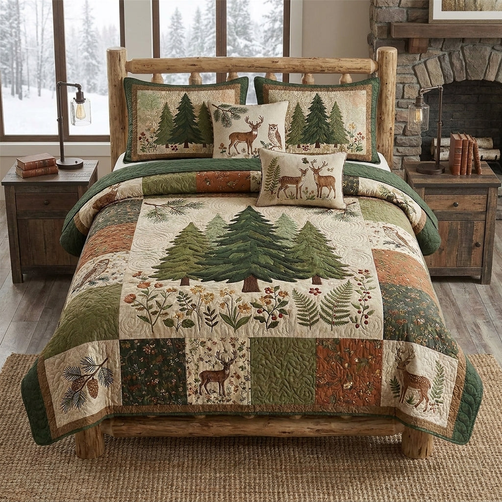 Pine Forest Quilted Bedding Set