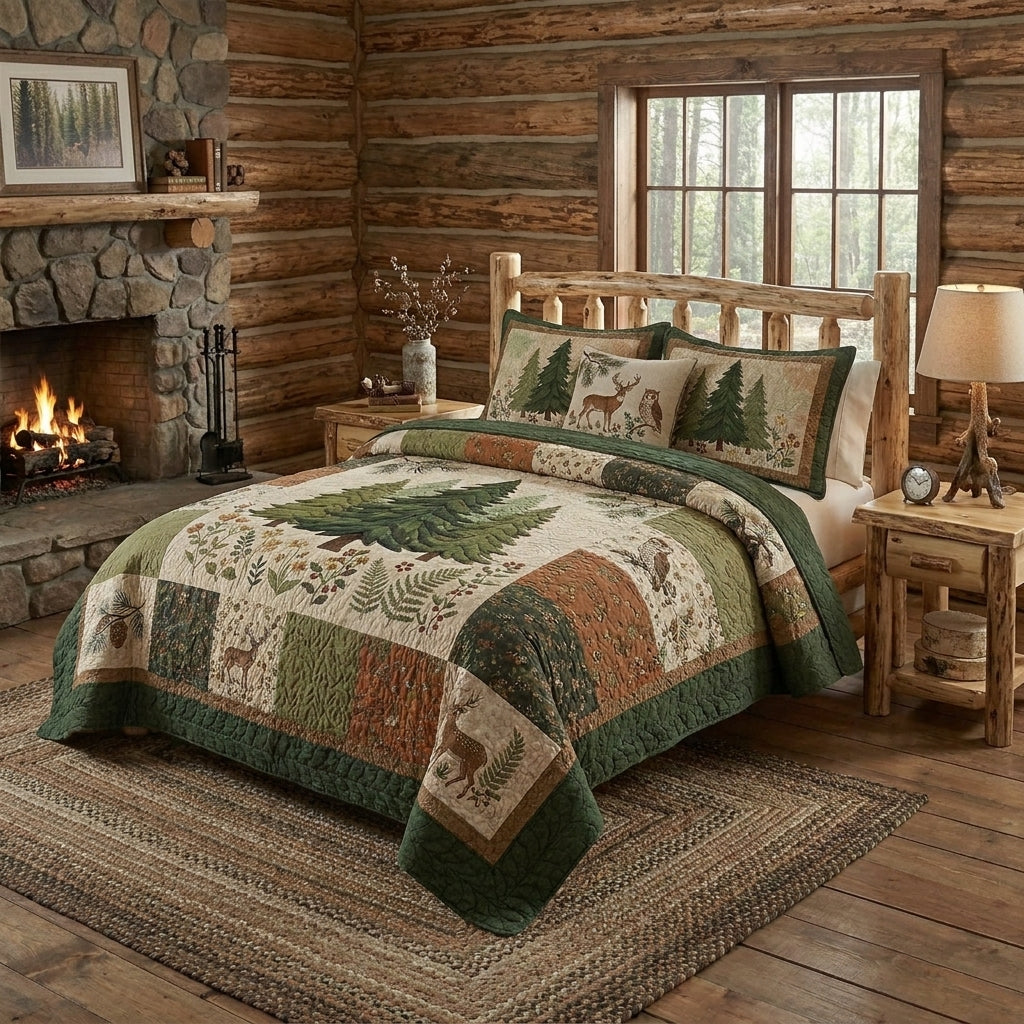 Pine Forest Quilted Bedding Set