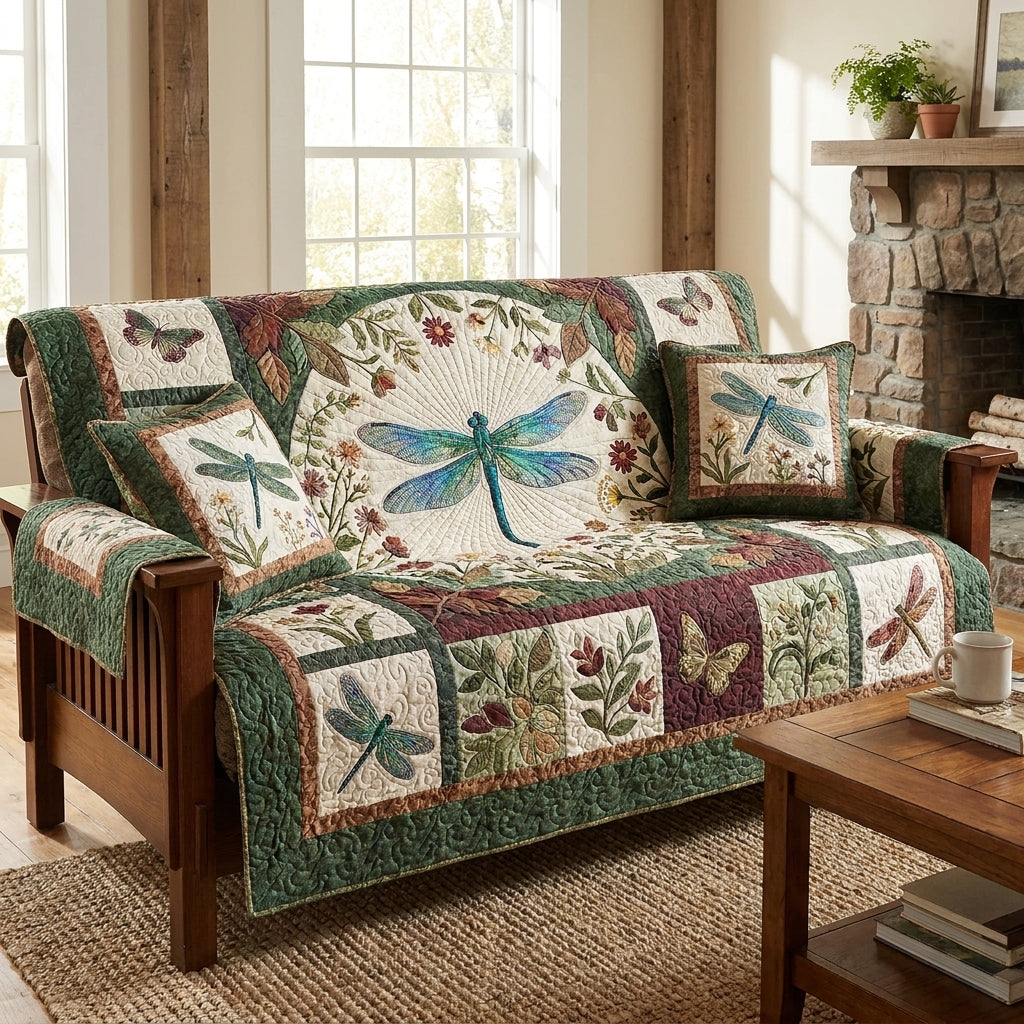 Be A Dragonfly Quilted Sofa Cover