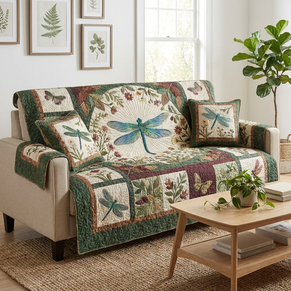 Be A Dragonfly Quilted Sofa Cover