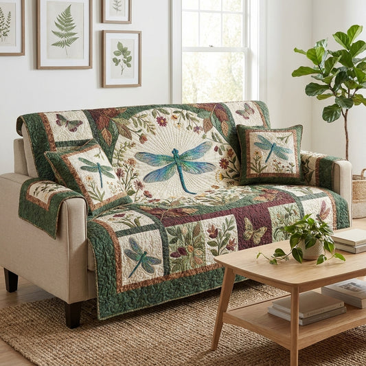 Be A Dragonfly Quilted Sofa Cover
