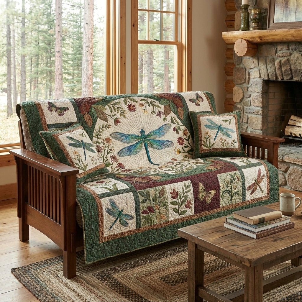 Be A Dragonfly Quilted Sofa Cover