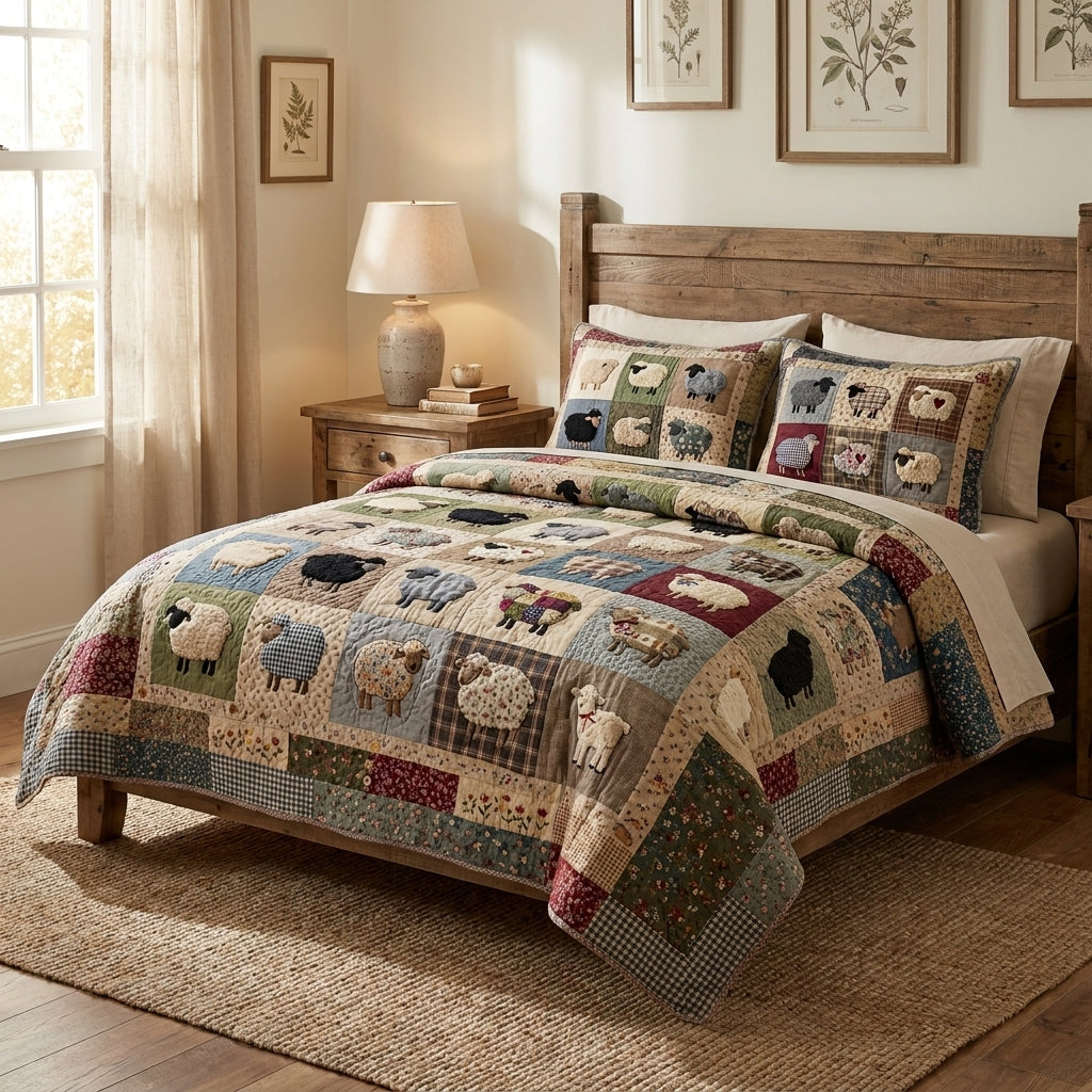 Colorful Sheep Quilted Bedding Set