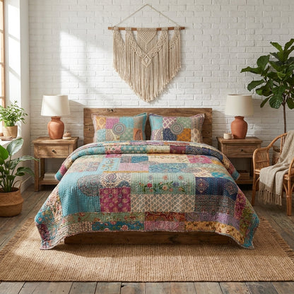 Bohemian Quilted Bedding Set