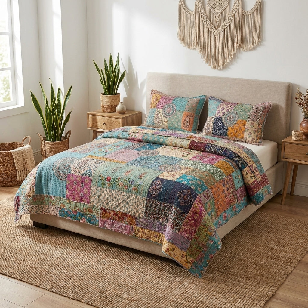 Bohemian Quilted Bedding Set