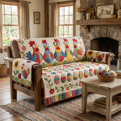 Funny Chicken Quilted Sofa Cover