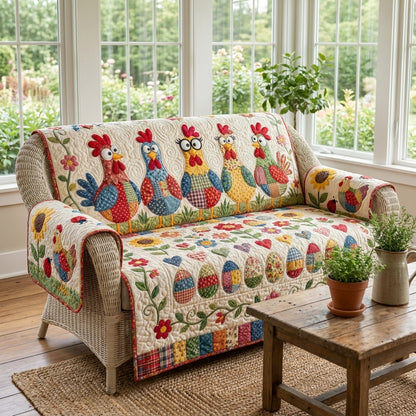 Funny Chicken Quilted Sofa Cover