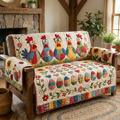 Funny Chicken Quilted Sofa Cover