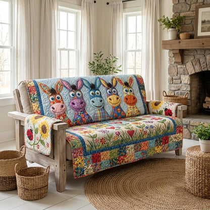 Colorful Donkey Quilted Sofa Cover