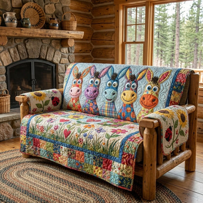 Colorful Donkey Quilted Sofa Cover