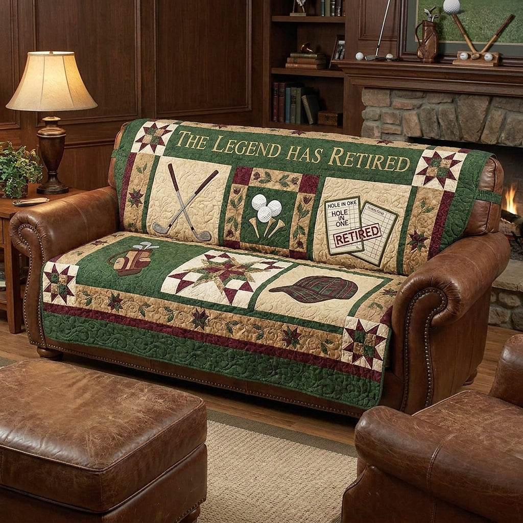 The Legend Has Retired Quilted Sofa Cover