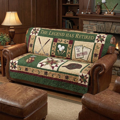 The Legend Has Retired Quilted Sofa Cover