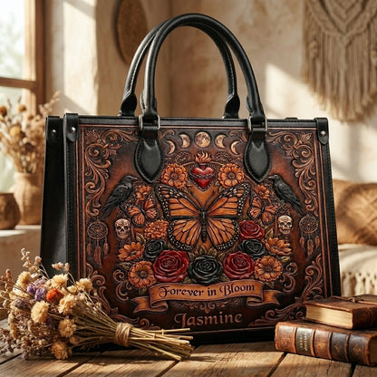 Monarch Butterfly Skull Leather Bag + Free Wallet