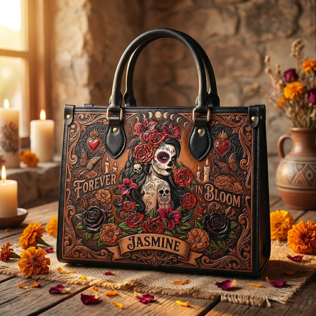 Midnight Calavera Personalized Leather Bag + Free Wallet